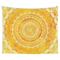 Detail of bohemian mandala tapestry featuring warm orange and yellow geometric patterns - Orange Yellow Mandala (6) / 100x70(Peach Skin)