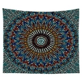 Detailed view of bohemian mandala tapestry with vibrant red and blue geometric patterns - Colorful Gradient Mandala (8) / 100x70(Peach Skin)