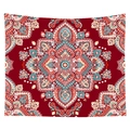 Detail showing the intricate bohemian red mandala print and paisley patterns on fabric - Deep Red Ethnic Mandala (10) / 100x70(Peach Skin)