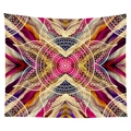Detailed close-up of bohemian mandala tapestry featuring vibrant ethnic patterns and rich colors - Rose Red Ethnic Mandala (12) / 100x70(Peach Skin)
