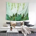 Dettaglio di foglie di palma tropicali e motivo monstera su un arazzo da parete - Verde tropicale nordico (Stile 7) / 100x70cm (Pelle di pesca)