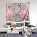 Trama dettagliata dell'arazzo da parete con fiori rosa e foglie piumate marroni - Piuma floreale rosa (Stile 8) / 100x70cm (Pelle di pesca)