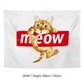 Arazzo da parete gatto minimalista decorazione casa con stampa meow 200x150cm - 9-Gatto arancione stile Supreme Meow