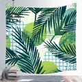 Detail of tropical palm leaves and geometric patterns on a decorative wall tapestry - 100X70 / Peach Skin / Tropical Geometry (Style 1)