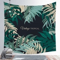 Detail of vintage tropical wall tapestry featuring palm leaves and decorative text - 100X70 / Peach Skin / Vintage Tropical (Style 2)