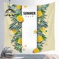 Detail of tropical pineapple tapestry with Summer Sale text for wall decoration - 100X70 / Peach Skin / Yellow Pineapple (Style 5)