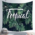 Detail of tropical palm leaf wall tapestry featuring a white Tropical Dream slogan design - 100X70 / Peach Skin / Tropical Dream (Style 6)