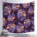 Detail of tropical monstera leaf tapestry with vibrant purple and orange color accents - 100X70 / Peach Skin / Monstera Leaf (Style 14)