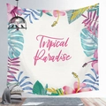 Tropical Paradise wall tapestry with hibiscus flowers and green foliage for home decor - 100X70 / Peach Skin / Tropical Paradise (Style 24)