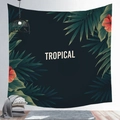 Tropical wall tapestry with dark green leaves and hibiscus flowers for home decor - 100X70 / Peach Skin / Dark Green Tropical (Style 25)