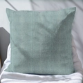 Dettaglio del tessuto in lino verde teal spesso per una federa di cuscino quadrato - 45x45cm / Blu Lago