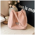 Sac fourre-tout rose à cordon avec nœud en métal argenté et finition satinée - Rose