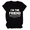 Maglietta nera in cotone con stampa grafica I'M THE FRIEND e classico girocollo bianco - S / Nero (Carattere Bianco)