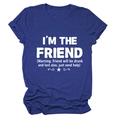 Dettaglio di t-shirt in cotone blu con slogan umoristico bianco e grafiche di stelle - S / Blu Vintage (Carattere Bianco)