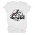 T-shirt bianca Motherhood Is a Walk in the Park con grafica a fiori e dinosauro - Bianco