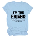 T-shirt girocollo celeste con scritta I'M THE FRIEND e grafiche a stella - S / Blu Chiaro (Carattere Nero)