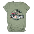 Close-up of the Jurassic-style graphic print on the grass green round neck t-shirt - S / Olive Green