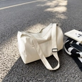Large capacity cream white sports gym bag in lightweight fabric with adjustable strap - Off-white