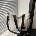 Sac fourre-tout polyvalent en toile blanche avec bandoulière réglable pour usage quotidien - Blanc