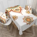 Detalle del mantel impermeable y cojines con motivos mandala coloridos sobre tela blanca - 40*70cm / Estilo Mandala Naranja Cálido (款式2)