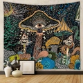 Dettaglio di un arazzo bohémien psichedelico con motivo a occhio di fungo su muro - Occhio e fungo psichedelici / 100x70cm (Tessuto Pelle di Pesca)