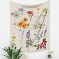 Dettaglio dell'arazzo botanico vintage che mostra illustrazioni di fiori selvatici colorati - Stile Illustrazione Botanica Vintage (22) / 100x70cm (Pelle di pesca)