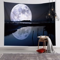 Arazzo con cielo stellato e riflesso della luna piena per decorazione murale - 100x70(Pelle di Pesca) / Riflesso dell'Ombra della Luna (7)