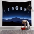 Dettaglio dell'arazzo con fasi lunari su montagne scure su muro di mattoni bianchi - 100x70(Pelle di Pesca) / Fase Lunare in Montagna (18)