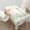 Tovaglia con motivo floreale bianco perla e cuscino decorativo coordinato casa - Fiori di Peonia (Stile 5)