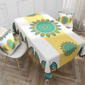 Set tovaglia rettangolare mandala giallo e bianco con fodere per cuscini coordinate - Stile 7 / 40*70cm