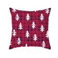 Fodera per cuscino natalizia a quadri rossi con sagome bianche di alberi di Natale - Stile Plaid Rosso Nero Silhouette Albero Bianco (2)