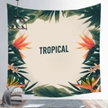 Tropical style wall tapestry featuring exotic plants and bird of paradise flower print - 100X70 / Peach Skin / Tropical Hand-drawn (Style 19)