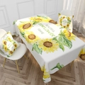 Set tovaglia impermeabile con girasoli e cuscini coordinati per un arredamento fresco - Ghirlanda di Girasoli ad Acquerello (Stile 10)