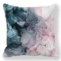 Dettaglio del motivo artistico a inchiostro colorato sulla fodera per cuscino in pelle - Inchiostro Profondo Blu Grigio (Stile-5) / Fodera per Cuscino 45x45