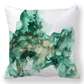 Fodera per cuscino in pelle di pesca con pittura astratta verde e oro per divano - Texture Inchiostro Arte Smeraldo (Stile-8) / Fodera per Cuscino 45x45