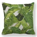 Detail of tropical banana leaf print on square peach skin fabric throw pillow cover - Tropical Banana Leaves