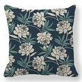 Federa vintage blu navy con motivo floreale di peonie bianche in stile retrò americano - Peonia Blu Navy
