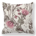 Federa vintage in pelle di pesca con stampa botanica floreale su sfondo bianco - Fiore di Pisello Odoroso Rosa