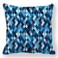 Macro shot of geometric diamond pattern and woven peach skin texture on the sofa cushion - Multicolor Geometric Patchwork (Style-4)