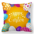 Pasen kussensloop met kleurrijke eieren en Happy Easter opdruk op gele stof - Helgeel Achtergrond Eieren Stijl (Stijl-4)
