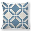 Cuscino decorativo quadrato minimalista con motivi a griglia geometrica blu e bianchi - Griglia Blu Bianca Mediterranea (Stile-6)