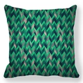 Dettaglio del cuscino con motivo chevron 3D in verde bosco e rosa, effetto pelle di pesca - Forma a V Stereo 3D (Stile-9)