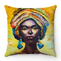 Fodera per cuscino in morbido peluche con ritratto artistico di donna africana - Ritratto d'arte vibrante