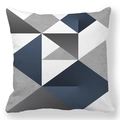 Federa per cuscino in morbido peluche con motivi geometrici a triangoli blu e grigi - Giunzione Geometrica Blu Navy Grigio (Style-1)