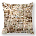 Fodera per cuscino moderna con mappa geometrica della città in morbido peluche beige - Mappa della Città Astratta Marrone (Style-4)