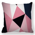 Federa per cuscino moderna in morbido peluche geometrico rosa, blu e bianco decor - Contrasto Geometrico Navy Rosa Bianco (Style-6)