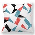 Dettaglio della fodera per cuscino in peluche con motivi geometrici astratti vintage - Geometrico Retro Rosso Blu Nero (Style-8)