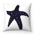 Square white pillowcase with navy starfish print made of premium soft cotton linen fabric - Realistic Starfish Pattern (款式-2) / 45*45 Pillowcase
