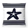 Navy blue starfish pillow cover with nautical black stripes on soft fabric square cushion - Striped Starfish Pattern (款式-3) / 45*45 Pillowcase