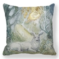Detailed fabric texture of decorative deer cushion cover with artistic deer print - Serene Forest Holy White Deer (款式-6)